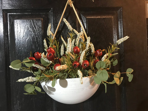 White and Brushed Brass Tin/Fall Berries