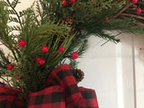 Pines, Berries and a Little Bird/Buffalo Plaid Bow