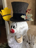 Frosty on a Wooden Pedestal/Broom