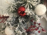 Red and White Snow Covered Centerpiece