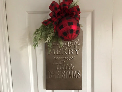 Have Yourself a Merry Little Christmas tin with a Buffalo Plaid Ornament