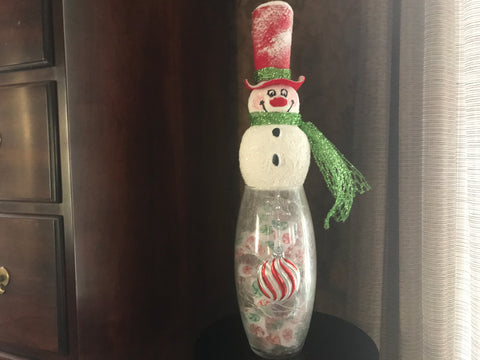 Snowman on a Vase/candy ribbon