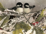 Two Felted Chickadees