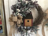 Wren Birdhouse Wreath