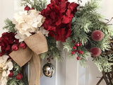 Cranberry and Cream Hydrangeas and a Bell