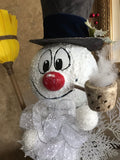 Frosty on a Wooden Pedestal/Broom