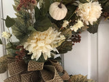 Cream Velvet Pumpkins and Mums