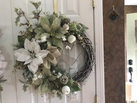 White and Soft Green Poinsettias