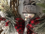 Snowman in Grey #2 Grapevine Wreath