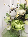 Green  and white peonies