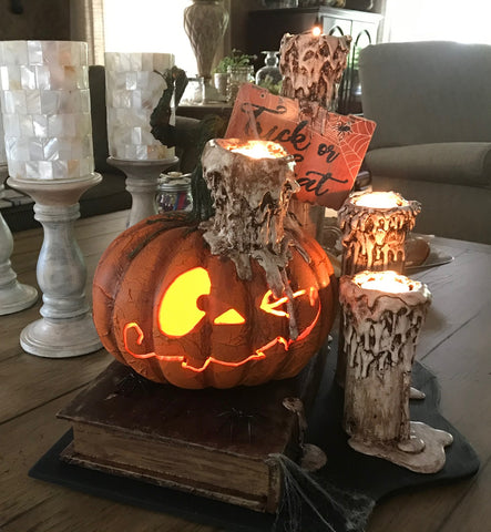 Jack O’lantern on a Spells Book Display