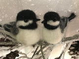 Two Felted Chickadees