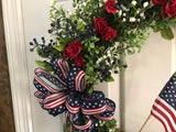 Patriotic Wreath with Boxwood