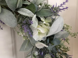 Lambs Ear, Eucalyptus, white Hydrangeas and Lavender