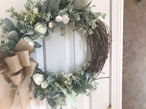 Lambs Ear, Wild White Roses and Baby’s Breath