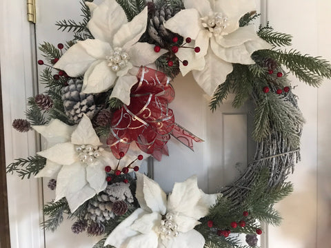 Velvet and Pearls White Poinsettias