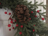 New England Evergreens, berries, pine cones/plaid bow