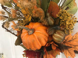 Maple 🍁 Leaf grapevine wreath with Pumpkins and Gourds