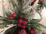 Red Grapevine Wreath /Snow covered Evergreens