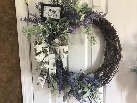 Lavender/Lambs Ear/Home Sweet Home/Birch Tree Bow