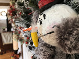 Snowman with a Top Hat Evergreen Wreath