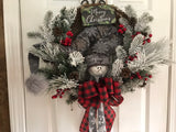 Snowman in Grey #1 Grapevine Wreath