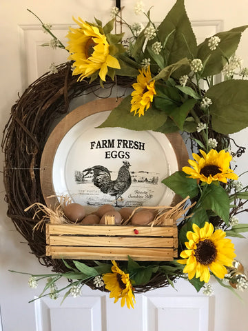 Farm House Eggs and Sunflowers