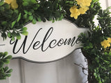 Welcome/Farmhouse Wreath with a touch of yellow