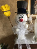 Frosty on a Wooden Pedestal/Broom