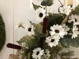 Cattails and small White Sunflowers