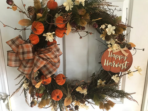 Happy Harvest/Orange Velvet Pumpkins