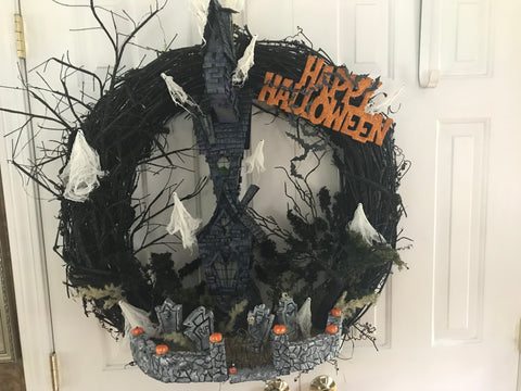 Haunted House 30” Grapevine Wreath