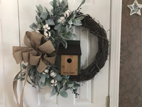 Wren Birdhouse Wreath