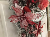 Snow Covered Poinsettias Swag