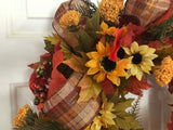 Maple Leaves/Sunflowers on a straw wreath