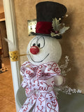 Frosty on a Wooden Pedestal