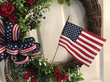 Patriotic Wreath with Boxwood