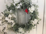 White hydrangeas/Lambs Ear