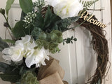 White Hydrangeas/Welcome